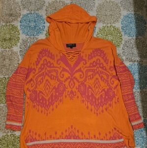 Vintage Hale Bob Women's XS Orange and Pink Tunic With Hood